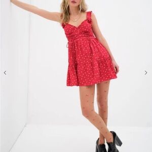 For Love & Lemons Willa Ditsy Dot Minidress in Red